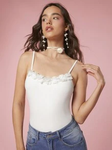 Enchnt Body cami simple de uso diario para mujer en unicolor - Blanco - Ver 1