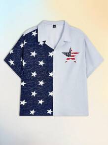 Manfinity VCAY Men's Plus Size Woven Short Sleeve Shirt With Printed Design, Slim Fit, Suitable For Summer And Daily Wear - Multicolor - View 2