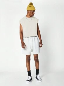 SUMWON Boxy Fit Crop Raw Edge Essential Tank - Apricot - View 4