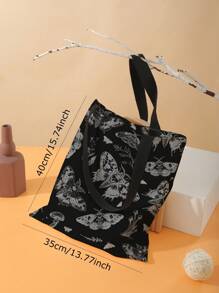 ROMWE Goth Butterfly Print Double-Sided Shoulder Canvas Bag, Butterfly Bag - Multicolor - View 3