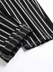 Jeans rayados para hombres con corte ajustado y bolsillos, adecuados para uso diario y casual - Negro - Ver 4