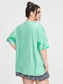 ROMWE Anime Camiseta de rana de talla grande con estilo de dibujos animados lindo - Multicolor - Ver 5