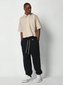 SUMWON Áo sơ mi kẻ sọc Boxy Fit có in hình họa tiết ở lưng - Nhiều màu - Xem 4