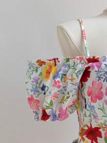 Soleia Vacation & Leisure Open Shoulder Floral Top And Skirt Plus Size 2pcs/Set - Multicolor - View 7