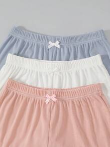 SHEIN Bộ 3 bộ đồ ngủ đơn giản màu trơn cho nữ, kích thước chuẩn/thường ngày, bộ đồ mặc ở nhà - Nhiều màu - Xem 5