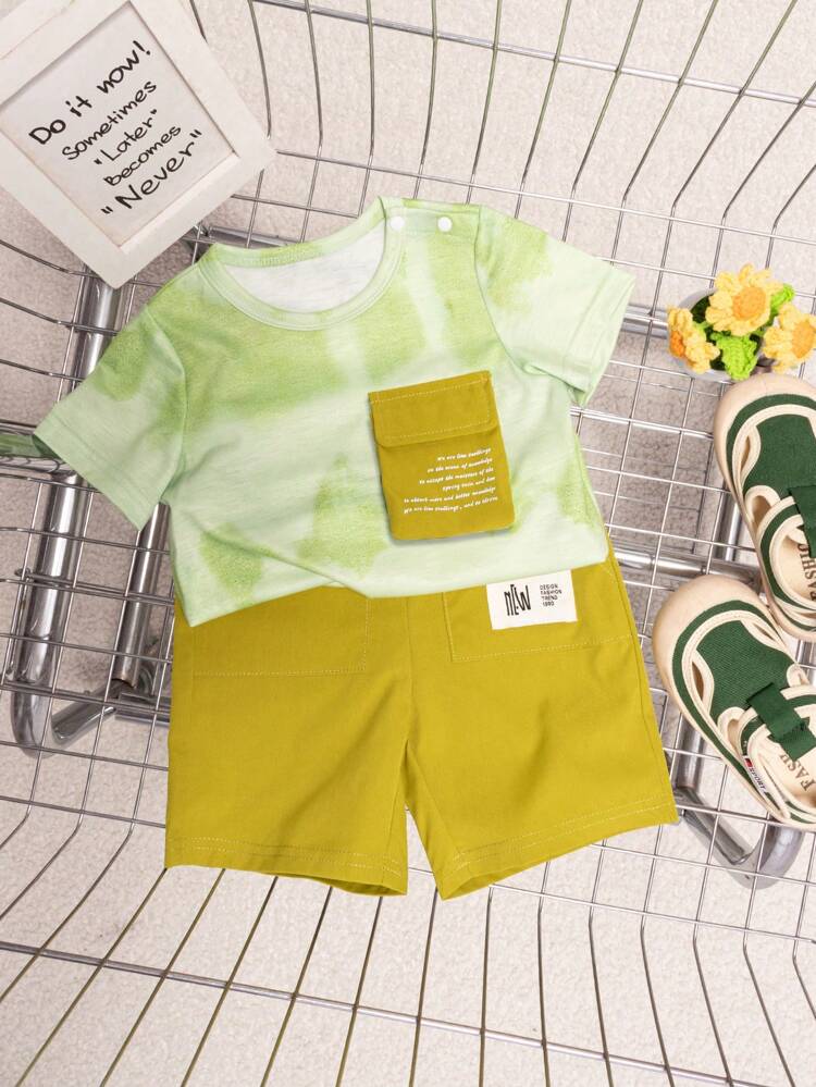 Fashionable Korean Style Casual Comfortable Baby Boys Casual Street Style Short Sleeve T-Shirt And Shorts Set