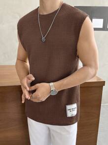 SWAVVY Men's Solid Color Simple Daily Knitted Tank Top
