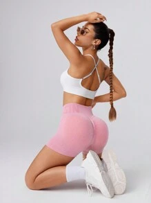 6 piezas de shorts deportivos para mujeres con banda de cintura con letras - Multicolor - Ver 6