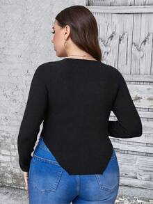 Celure 加方領弧形下擺毛衣 - 黑色 - 查看 2