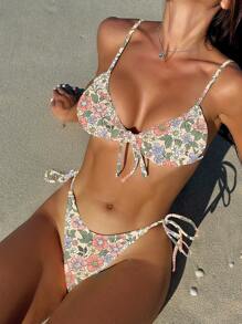 SHEIN Swim Women's Swimwear Set, Random Printed, For Vacation Summer