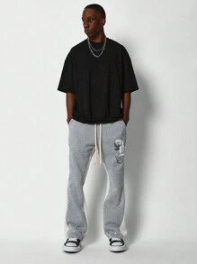 SUMWON Athletic Sweatpants With Flying Birds Design Splash Paint Pattern Performance Jogger Track Pants Soft Stretch Training Workout Gym Fall Winter Loungewear - Light Grey - View 3