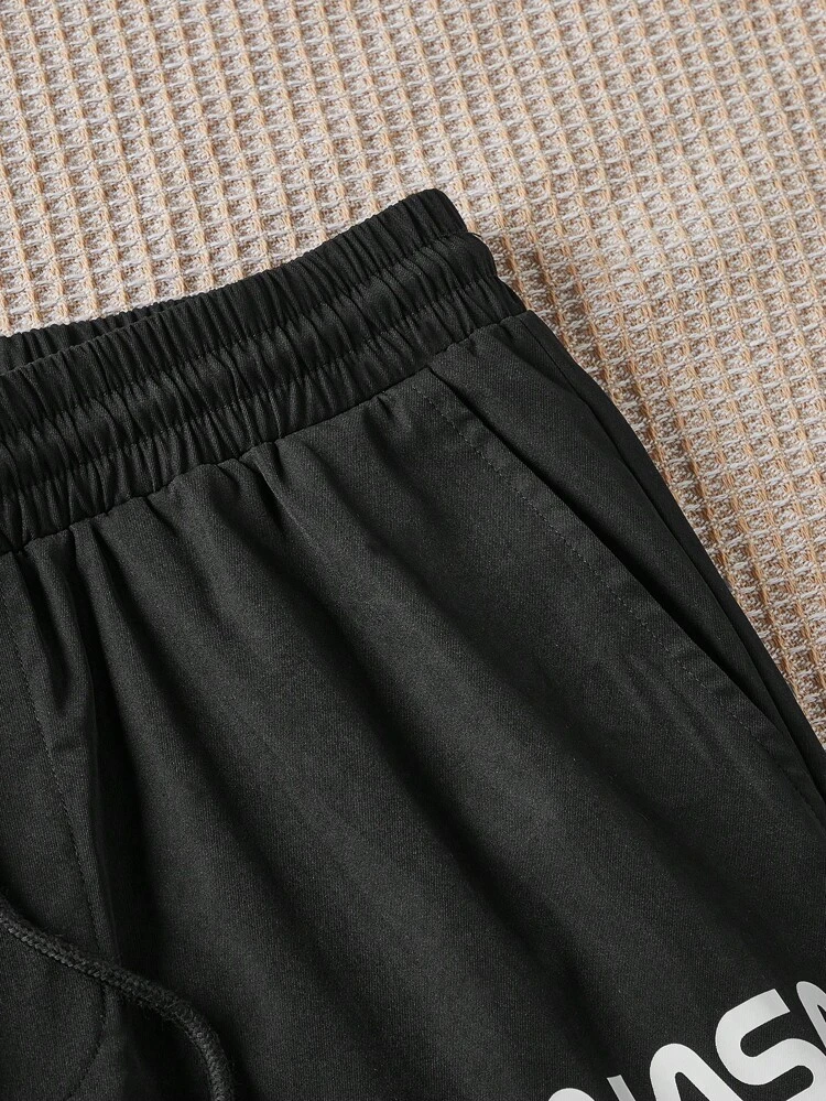 Father's Day Men's Woven Long Alphabet Printed Casual Straight Tapered Pants, Suitable For Daily Wear In Spring And Summer