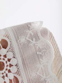 FRIFUL Women's Simple Solid Color Daily Lace Decorated Blouse - Apricot - View 8