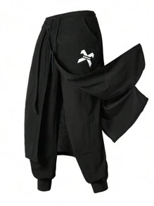 Manfinity EMRG Pantalones casuales para hombre con diseño de corte asimétrico a la moda - Negro - Ver 1