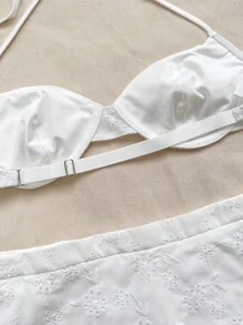 Soleia 刺繡杯女士背心上衣和超低腰裙子兩件套 - 白色 - 查看 5