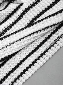 Sweetra Áo kiểu nữ mùa hè kẻ sọc, khoét rỗng, thắt nút xoắn, kiểu dáng Y2K - Nhiều màu - Xem 5