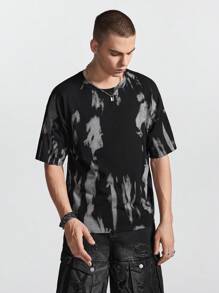 Chillumni Men's Fashion Printed Short Sleeve Knit Top - Black - View 6