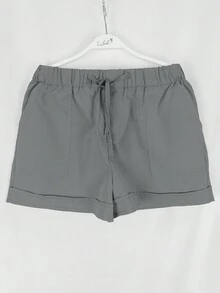 Women's Solid Color Casual Shorts, Simple Design For Everyday Wear - Grey - View 4