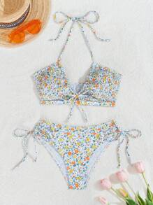 SHEIN Swim Women's Printed Bikini Set (Random Print) Summer Beach - Multicolor - View 4