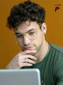 一副男士经典飞行员轻便日本产金色透明镜片金属双梁复古眼镜，四季皆宜 - 金色 - 查看 4