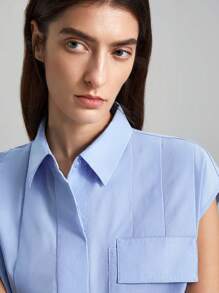 Ontre Damski Składanie Pokrywa I Pofałdowany Koszula