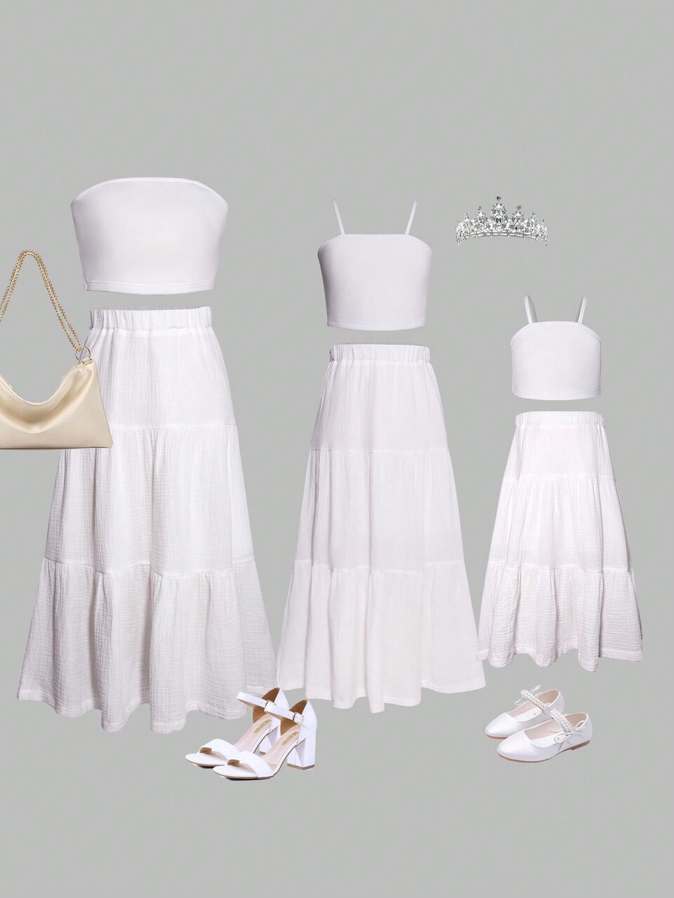 Teen Girl Solid Tube Top And Maxi Skirt 2-Piece Set
