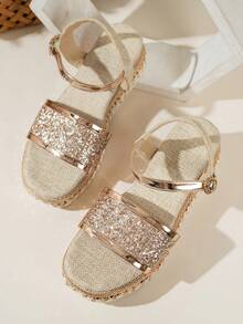 Damskie sandały na koturnie z okrągłym noskiem, zapięcie na rzep, platforma z grubą liną, klasyczne szpilki na grubym obcasie, wygodne codzienne klapki typu mule