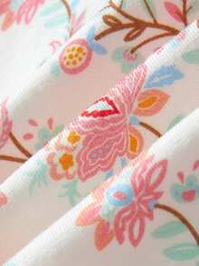 Cozy Pixies 嬰幼女寶寶休閒花卉圖案顏色街區連肩紧身衣 - 粉色 - 查看 6