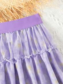 Tween Girl Daisy Printed Cover-Up Top & Beachy Midi Skirt, Perfect For Beach Party