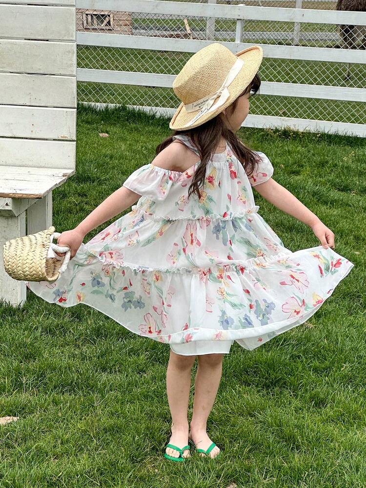 Young Girl New Summer Stylish Floral Printed Vacation Dress