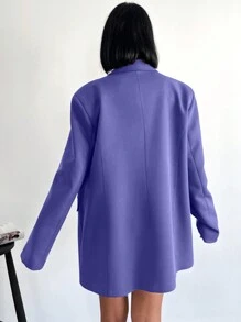 SHEIN Cottnline 翻領寬鬆雙排扣西裝外套 - 紫色 - 查看 2