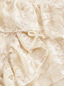 SHEIN MOD Váy ren trang trí nhiều lớp xếp nếp lãng mạn thanh lịch cỡ lớn màu mơ - Màu be - Xem 3