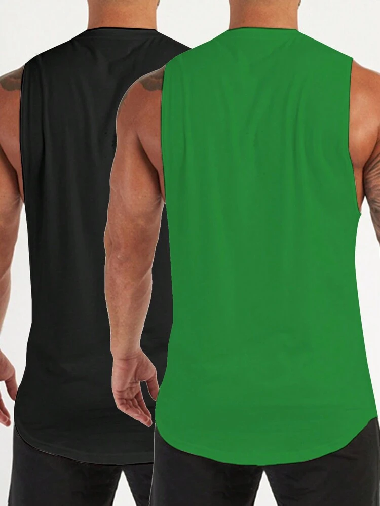 Boyfriend Style Men's Round Neck Letter Printed Summer Sports T-Shirt - Sleeveless Men Singletsmens Singletmen's Tank Topssingletssinglet Men