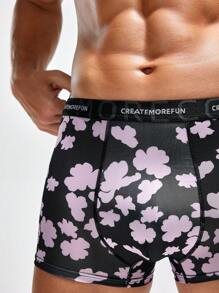 Men's Lucky Clover Print Alphabet Weave Belt Boxers