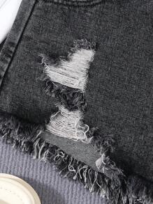 SHEIN Tween Girl Casual Fit Casual Simple Denim Shorts Summer Holiday