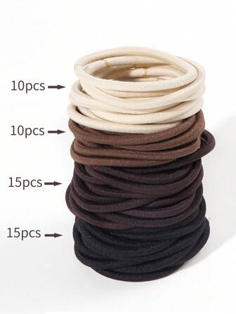 50pcs Women's Black Elastic Hair Ties & Colored Candy Hair Rope Set, High Elasticity Ponytail Holders & Hair Accessories Casual, Rubber Band Head Accessories