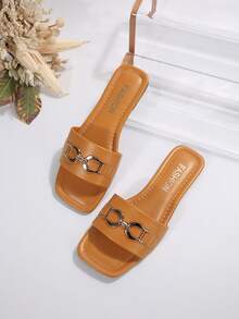 時尚新款夏季涼鞋，家居和沙灘流行拖鞋，開放式涼鞋 - 棕色 - 查看 6