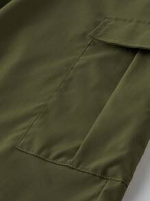 Claim Dot Shorts informales de trabajo para hombres con ajuste cómodo, cintura con cordón y bolsillos - Verde militar - Ver 5