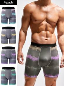 Men's Contrast Letter Print Boxer Shorts, 4pcs/Set - Multicolor - View 1