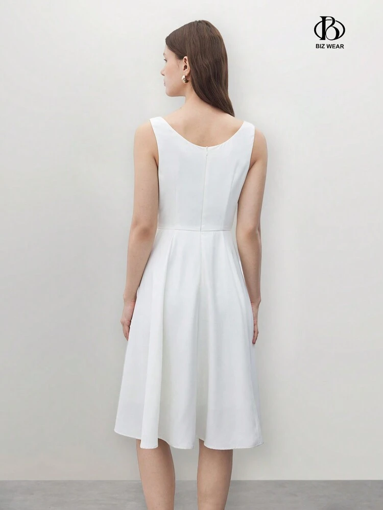 Women Fashionable Solid Color Sleeveless Dress
