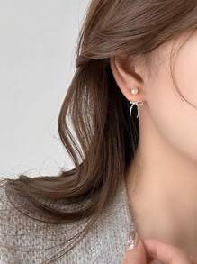 DAZY Women's Bowknot Decoration Faux Pearl Ear Studs Valentines,Mom,Mother,Mother's Day,Gift