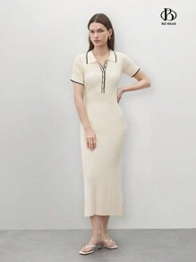 BizChic Vestido casual de mujer con media solapa, conjunto de ropa de mujer para otoño
