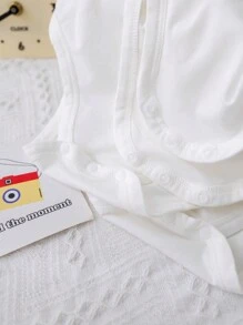 SHEIN Ensemble de 3 bodies à manches longues de couleur unie pour bébé garçon ou bébé fille, convient pour la maison et l'extérieur - Blanc - Voir 8