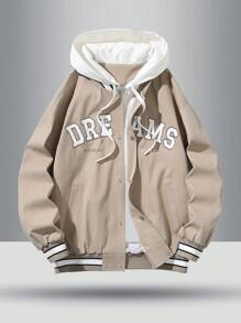 Herren 2-in-1 Jacke mit Buchstaben-Muster, Kapuze, Lässig, geeignet für Frühling und Herbst