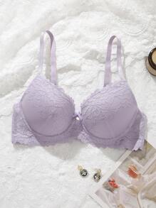 DesireSculpt Lace Women's Bra With Underwire, 1pc Lingerie - Purple - View 4