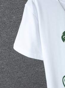 2pcs Toddler Boys' Bear Print Short Sleeve T-Shirt And Printed Shorts Set, Summer