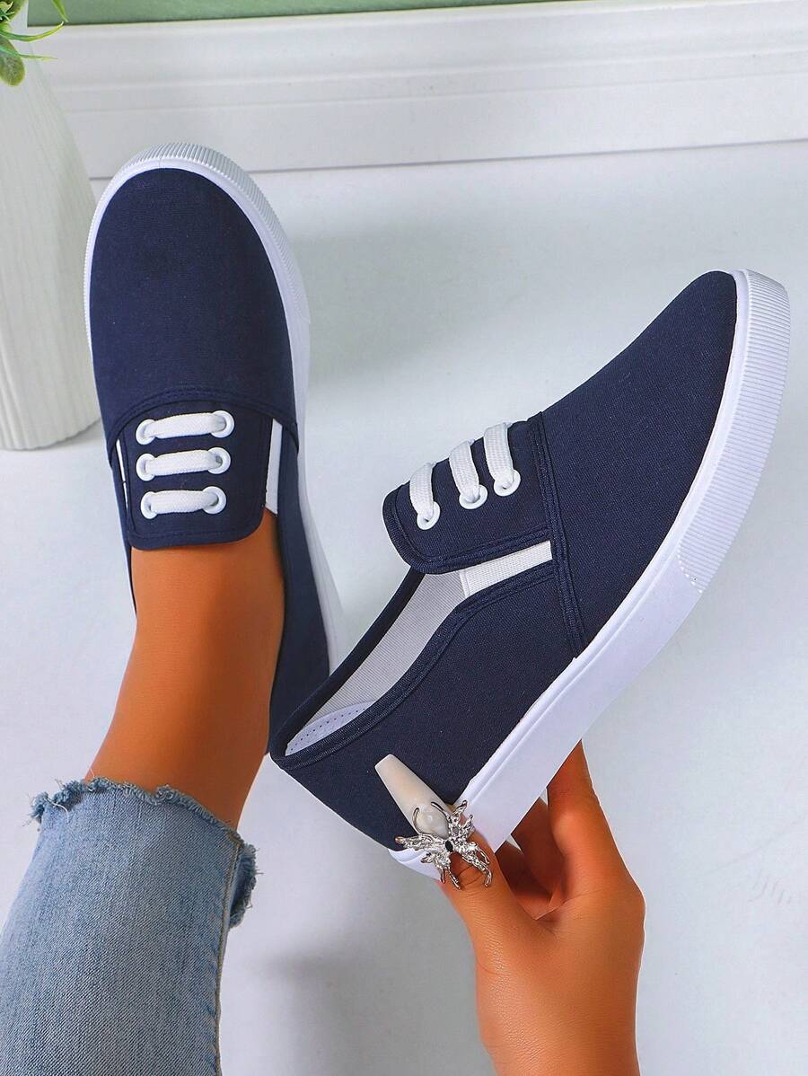 Ladies' Casual Outdoor Sports Shoes, Blue Color, Splicing Design, Round Toe, Versatile For Spring And Autumn,Sneakers For Women - Blue - View 1