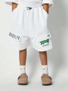 SUMWON Bộ 2 món áo thun và quần short oversized fit cho bé gái tuổi mới lớn họa tiết ô vuông - trắng - Xem 4