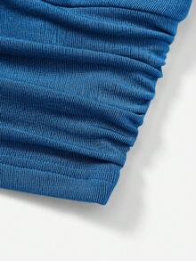 SHEIN EZwear One Shoulder Women's Solid Color Simple Daily Top - Blue - View 5