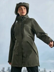 In My Nature Capa de chuva feminina elegante com cordão e manga comprida para exterior - Verde de Exercício - Ver 7